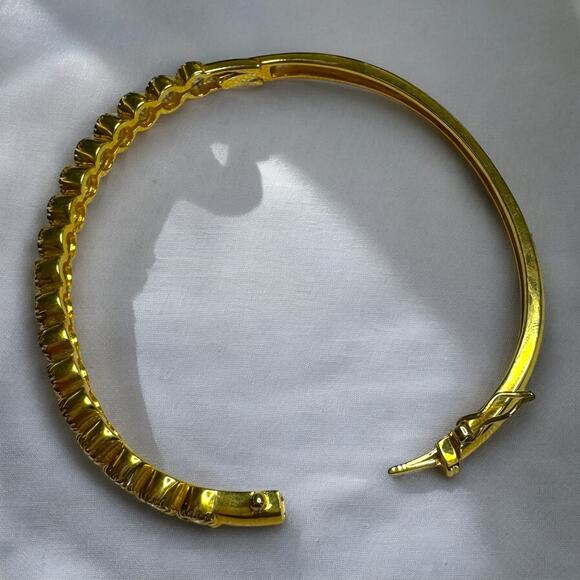 Prime Art & Jewel 925 Sterling Silver Vermeil CZ Bracelet, Gold Bangle Bracelet - Picture 3 of 6